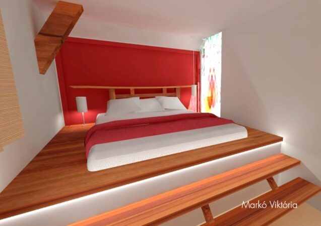 Szinteltolásos Ház Hálószobájában, Meglévő Emelvényre épített, Modern Japán Stílusú Tatami-ágy